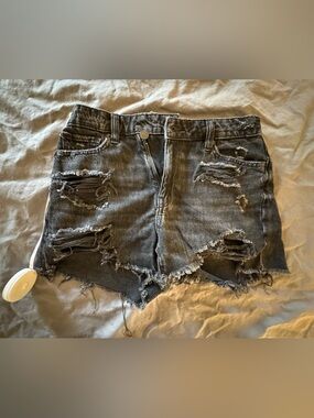 American Eagle Outfitters Distressed Black Jean Shorts